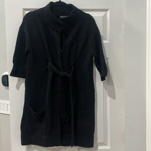 Vince Black Wool Cashmere Sweater Coat Cardigan with Belt Medium